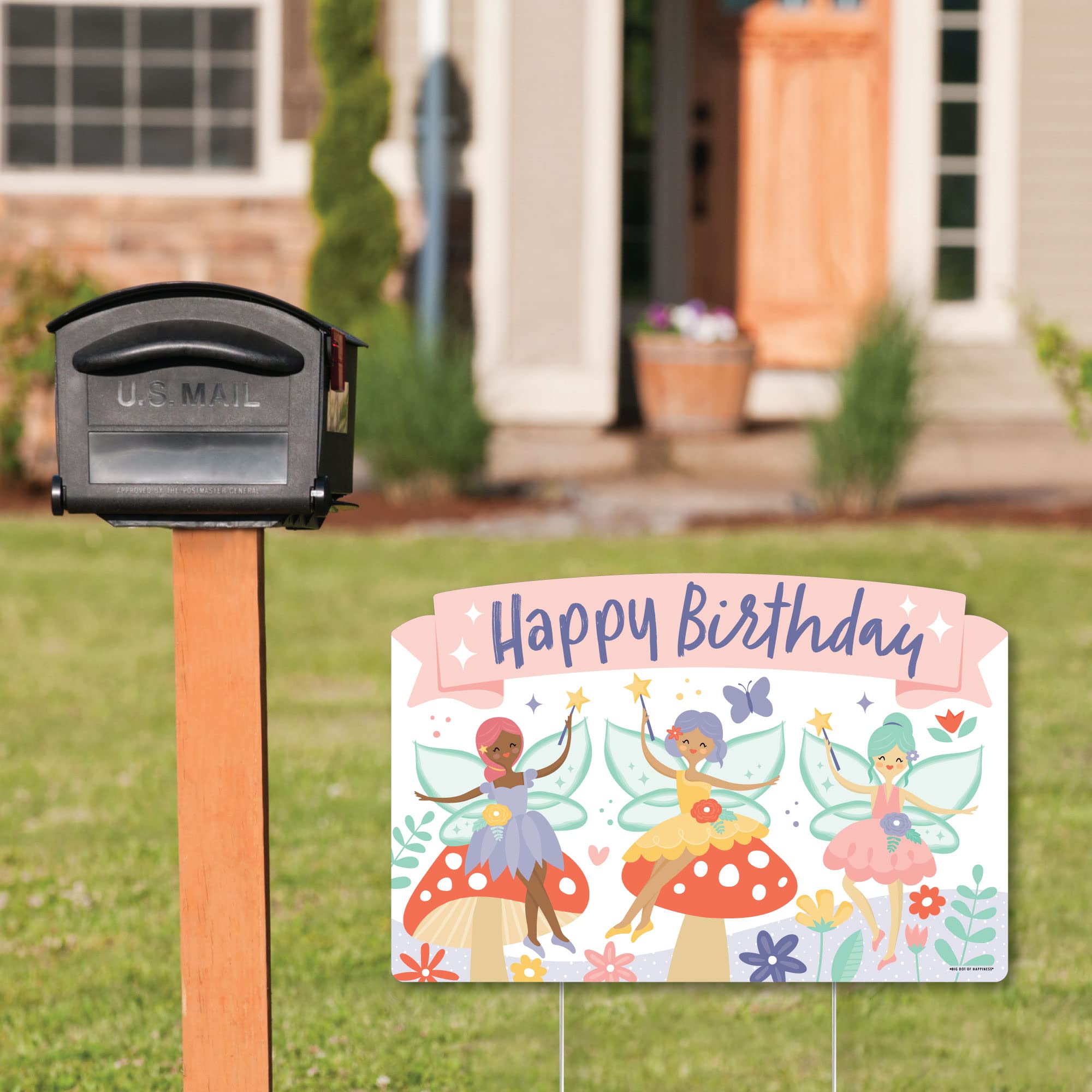 Big Dot of Happiness Let’s Be Fairies - Whimsical Fairy Garden Birthday Party Yard Sign for Outdoor Lawn Decorations - Happy Birthday Party Yard Sign for Girls, Kids Birthday Celebrations & Garden Themed Events
