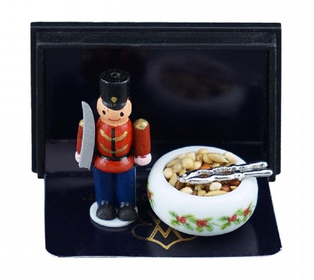 Melody Jane Dollhouse Miniature Nutcracker & Bowl of Nuts - Reutter Christmas Decor for Dolls Houses - Perfect for Holiday Displays & Christmas Village Scenes