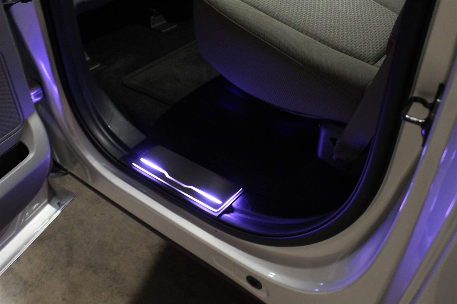 Custom Fit SPFD735 Aniglo Sill Plates - 4 Sill Plates & 2 Power Boxes - Acrylic Base with 304 Stainless Steel Faceplate - Brushed Stainless Steel Finish - Perfect for Car Door Protection & Interior Customization