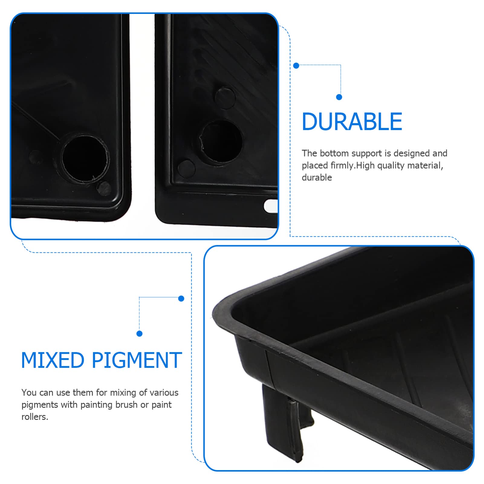 3-Piece Large Capacity Plastic Paint Mixing Trays – Wall Painting Tool with Paintbrush Holder & Storage for Pigment Mixing | Perfect for DIY Home Painting Projects & Professional Use