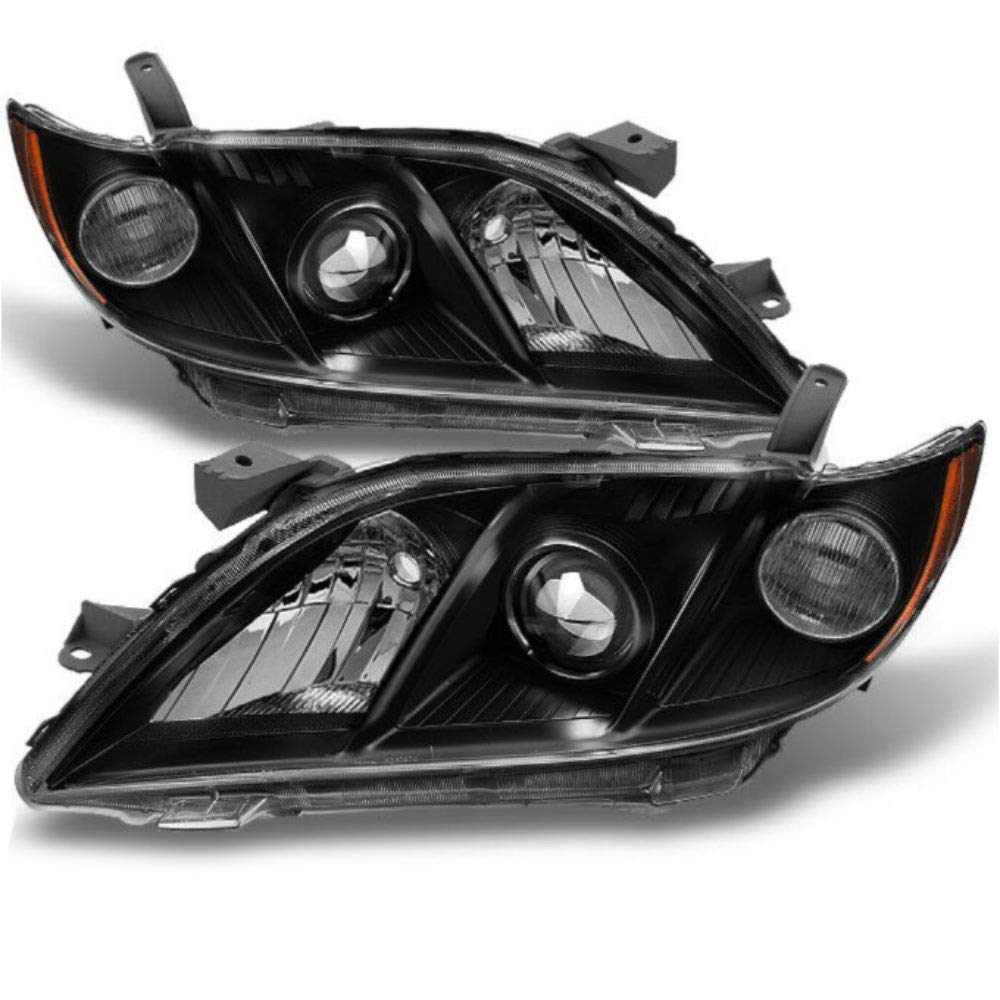 Toyota Camry 2007-2009 Black Bezel Projector Headlights Pair - Upgrade Your 2008 Camry Sedan for Enhanced Night Driving Safety & Style
