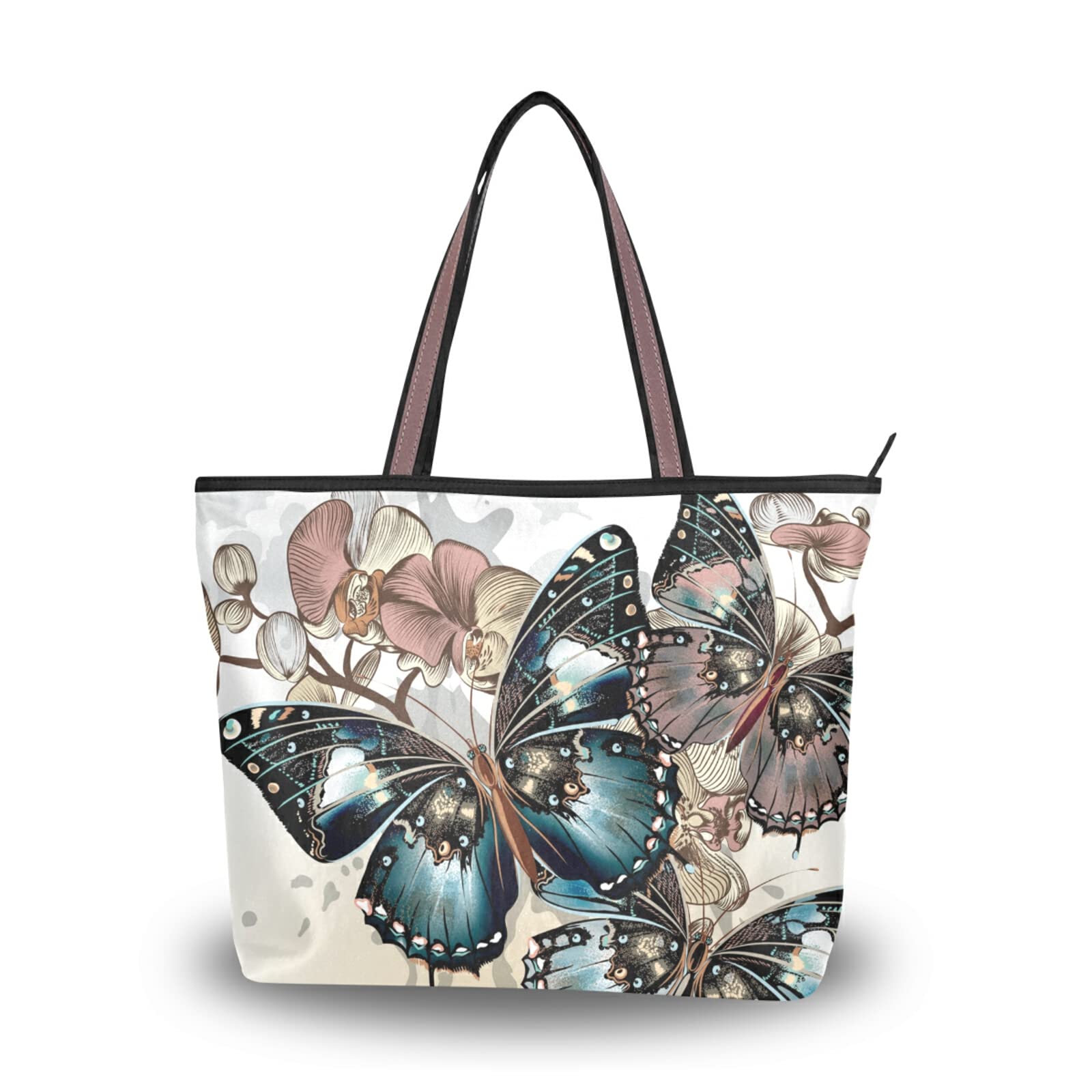 Vintage Butterfly Tote Bag for Women - Stylish Shoulder Bag & Reusable Beach Handbag for Travel, Shopping, and Daily Use | Perfect for Beach Outings, Work Commute, and Weekend Getaways