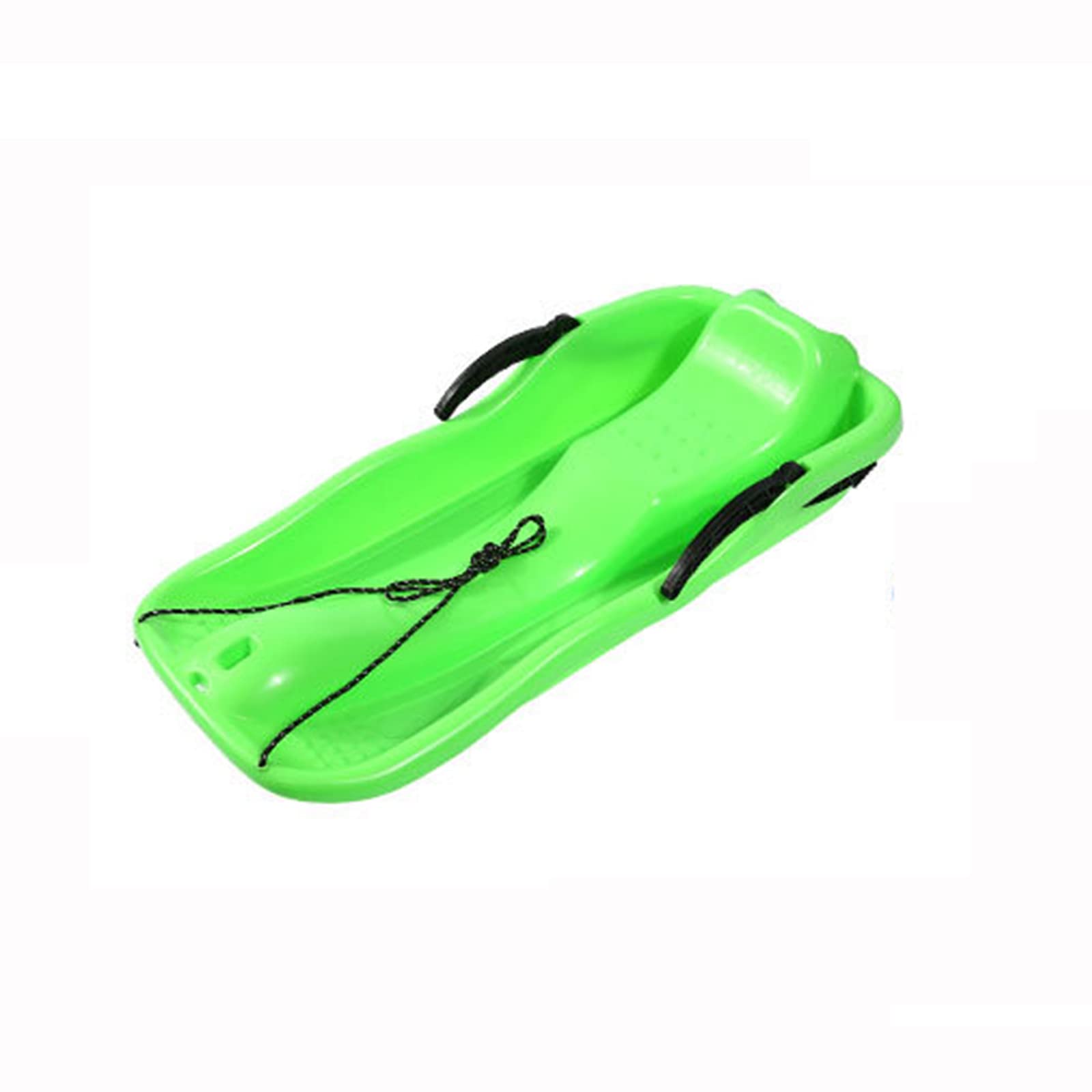 AMDSOC Flexible Plastic Snow Sled for Kids & Adults - Lightweight Toboggan with Pull Rope, Brakes & Seat Handles - Perfect for Ice, Grass, Sand & Beach Skiing - Great for Winter Fun, Backyard Play & Outdoor Adventures (Green)