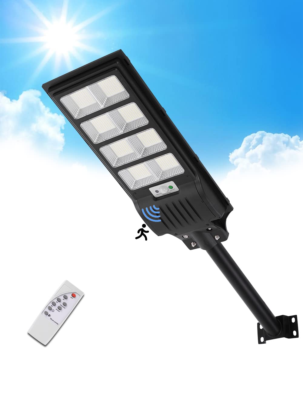 400W Solar Street Light with Motion Sensor - 6500K LED, 10000LM, IP65 Waterproof, Dusk to Dawn Outdoor Lighting for Yard, Garden, Driveway & Security | Includes Solar Panel & Pole Mount