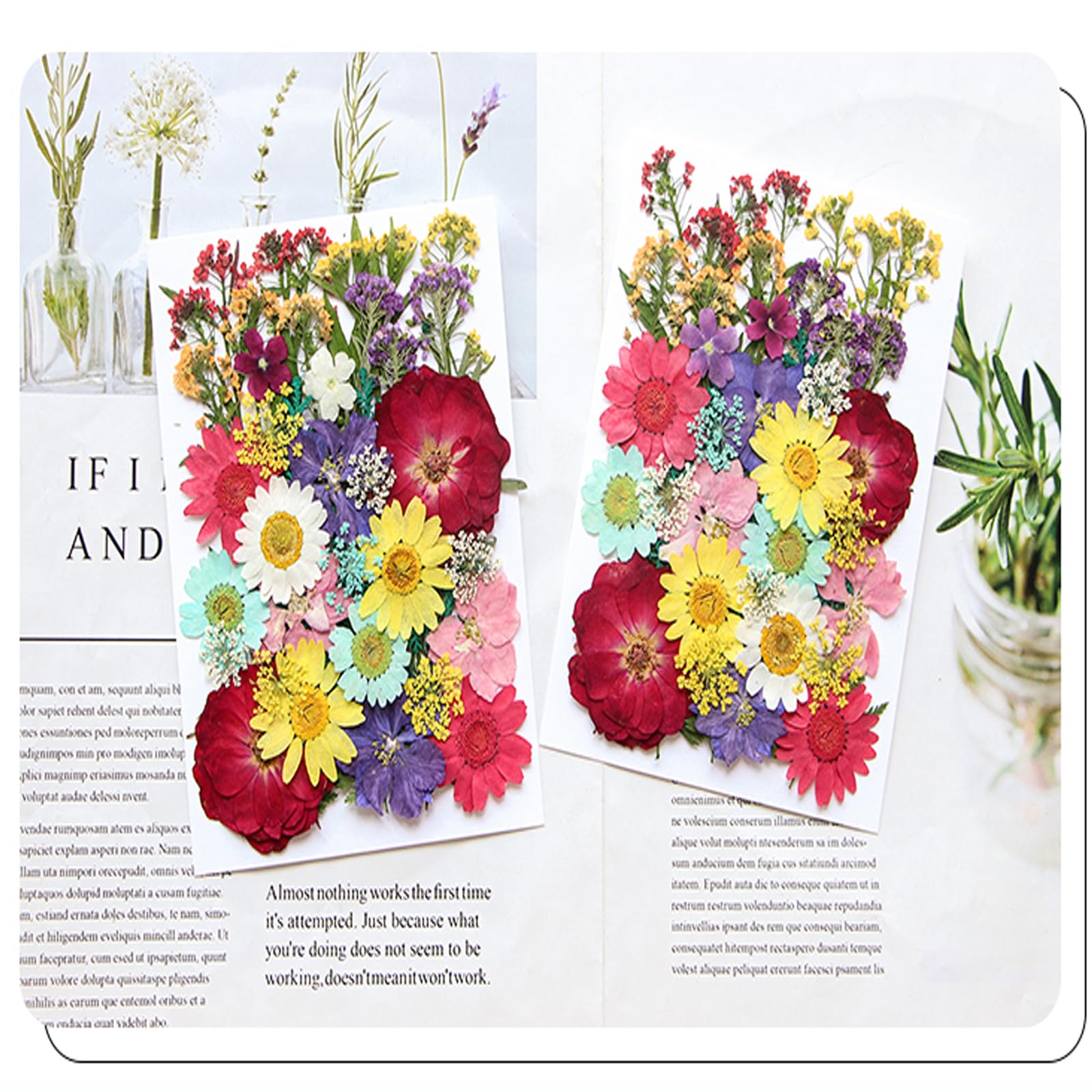 40 Pcs Dried Pressed Flowers for Resin DIY Art Crafts - Natural Herbs Leaves & Dry Plants for Epoxy Jewelry, Floral Decor, Cakes, Phone Cases, Candles & Handmade Soap - Perfect for Summer Wedding, Home Decor & Scrapbooking Projects