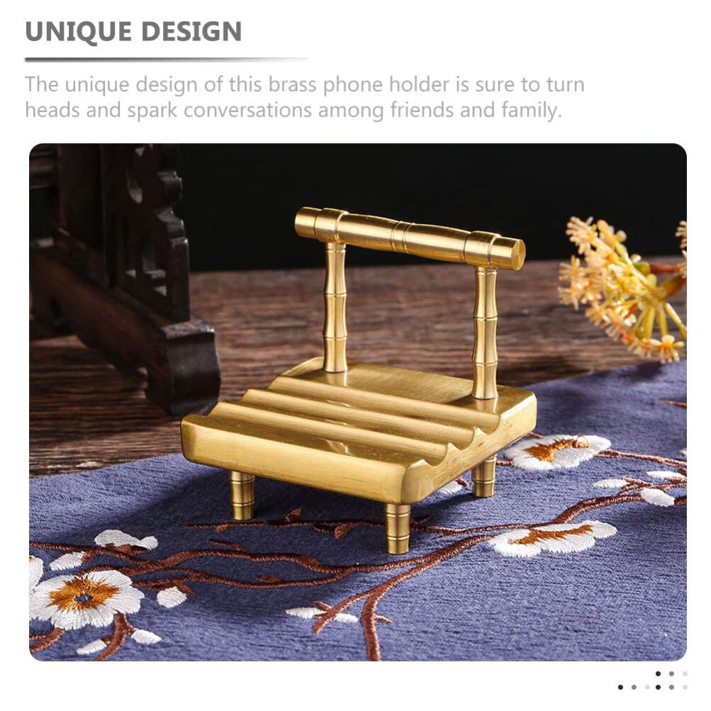 Stylish Brass Phone Stand for Desk - Elegant Office Accessory & Cell Phone Holder - Perfect for Home, Office, and Workspace Organization