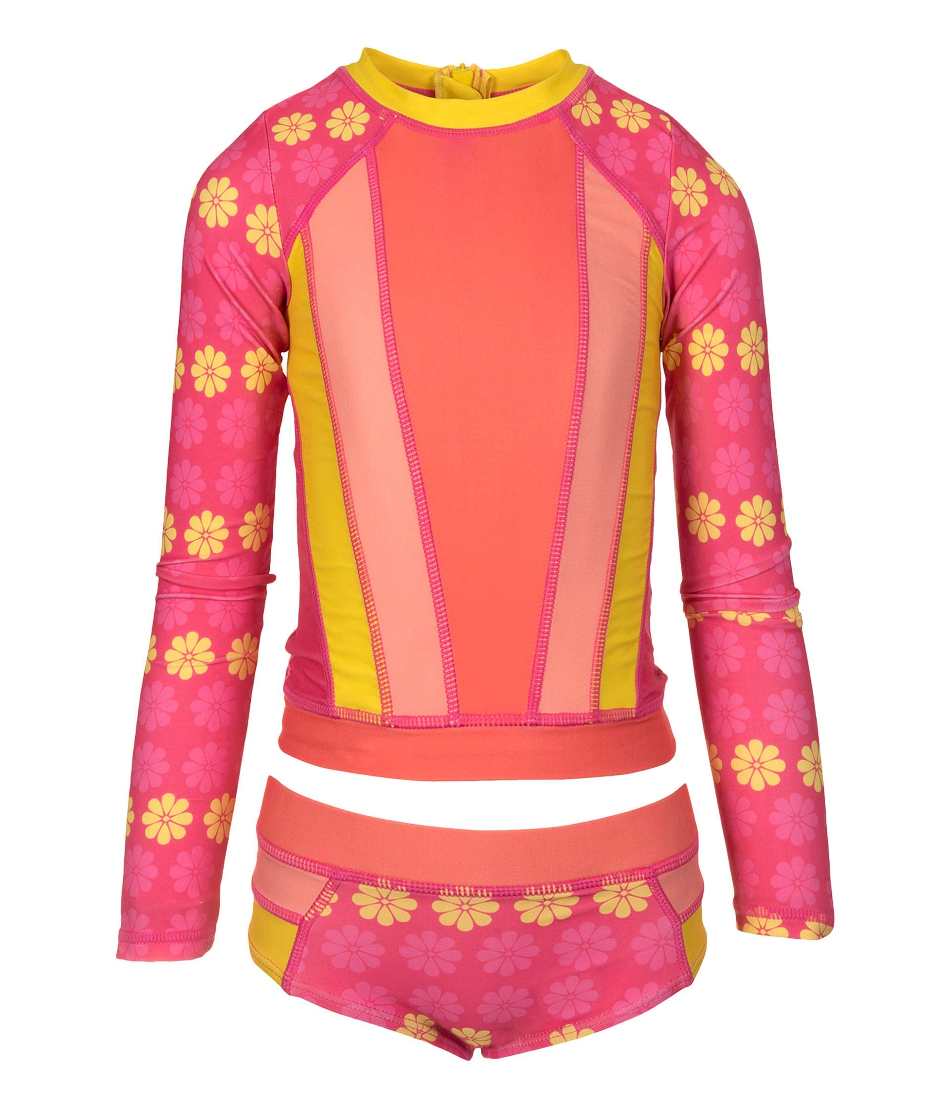 Appaman Girls' Sunflower & Color-Block Rashguard Swim Set - UPF 50+ UV Protection for Toddler, Little & Big Kids - Perfect for Beach, Pool & Summer Water Activities