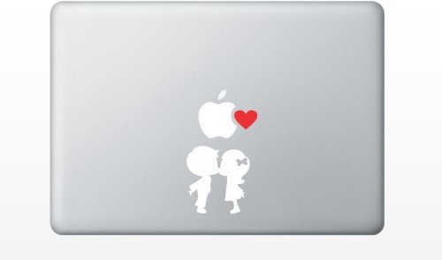 Cute Boy Kissing Girl Heart Love Vinyl Sticker Decal for MacBook Pro Air 13 15 17 inch - White - Perfect for Laptop Decoration & Personalization