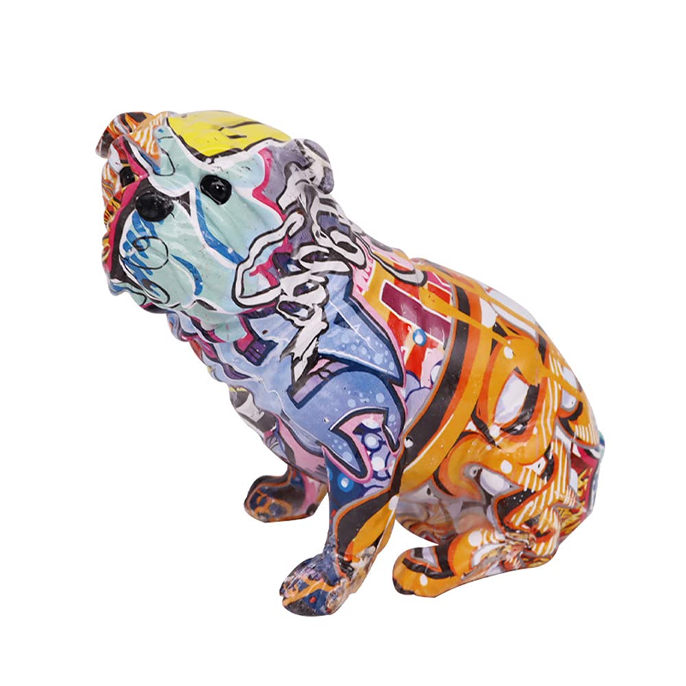 Colorful Bulldog & Graffiti Chihuahua Statue - Handcrafted Home Decor Sculpture for Living Room, Bedroom, Office | Unique Gift for Dog Lovers & Memorial Artwork | Perfect for Shelf Display, Housewarming Present, and Pet Memorial Decor