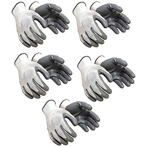 Cut Resistant Safety Gloves - 5 Pack Durable Nylon Work Gloves for Construction, Gardening & DIY Projects - Anti-Slip & Comfortable for Maximum Protection