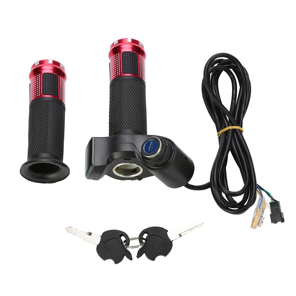 Electric Bike Throttle Grip - 4 Color Options with LED Display & Key Lock - Twist Grip Handle for E-Bikes - Perfect for Commuting, Off-Roading & Urban Riding