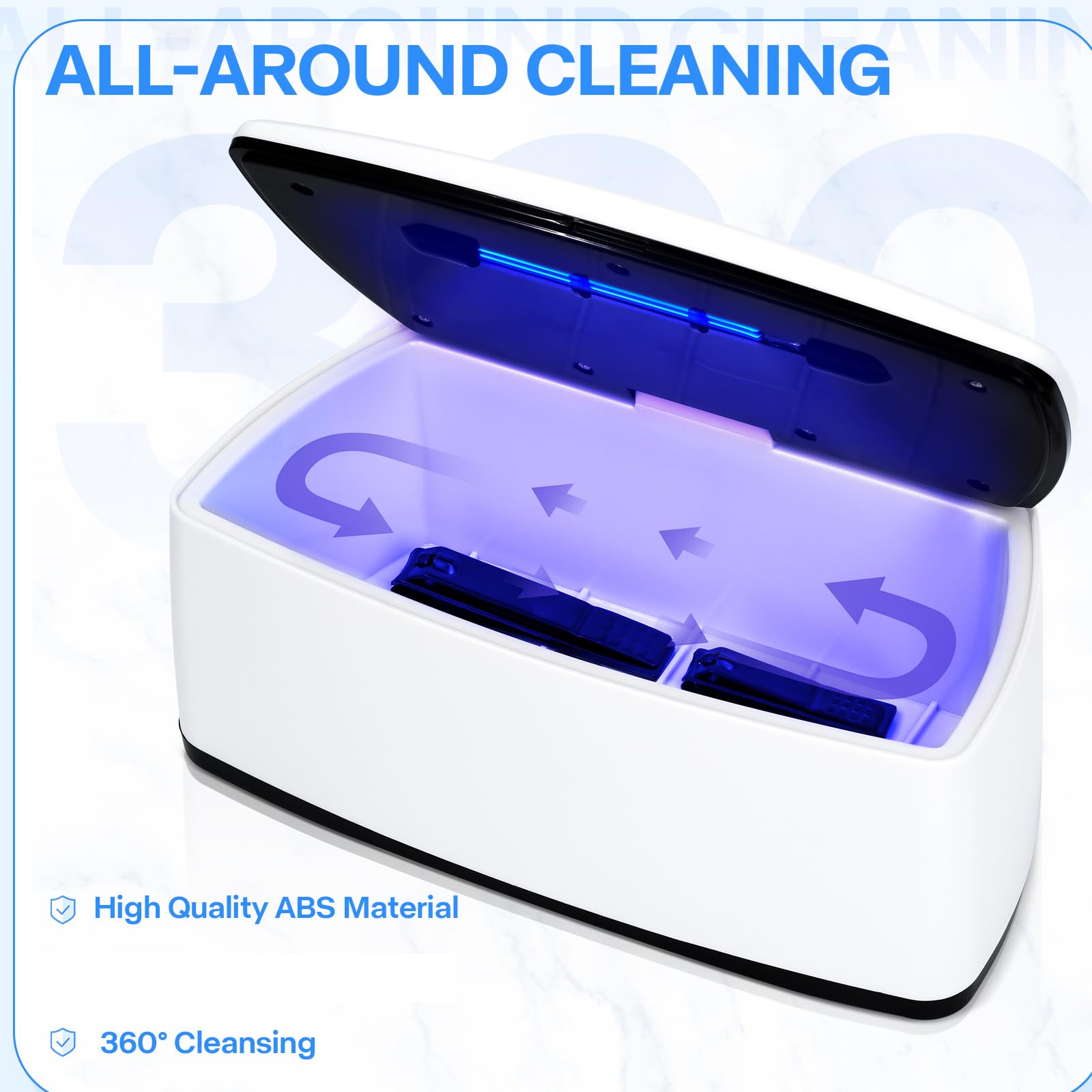 Portable 1L USB Nail Tool Sterilizer - High Temperature Cleaning Box for Manicure Salon, Tattoo Tools, Jewelry, Watches & Phones - Perfect for Salon, Home & Travel Use (White)