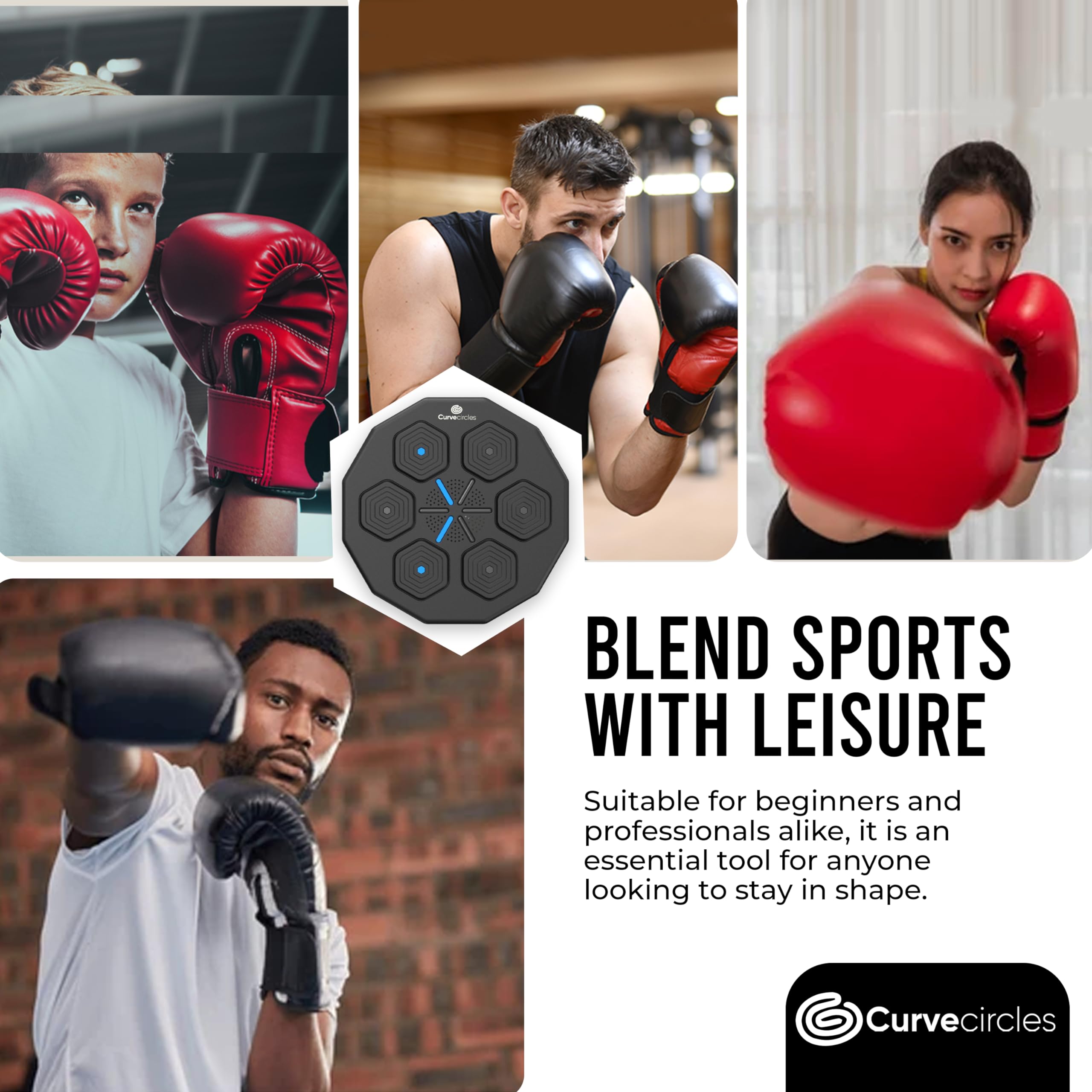 Bluetooth Boxing Machine for Adults & Kids - Wall Mounted Music Punching Bag with Boxing Gloves | Home Gym Equipment for Fitness & Stress Relief | Perfect for Boxing Workouts, Cardio Training & Fun Family Exercise