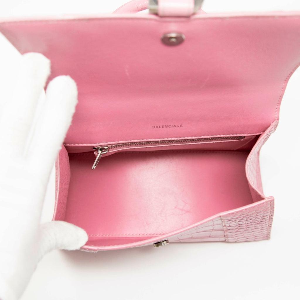 Balenciaga Small Pink Crocodile Hourglass Bag - Luxury Designer Handbag for Women, Perfect for Parties, Dates & Evening Events