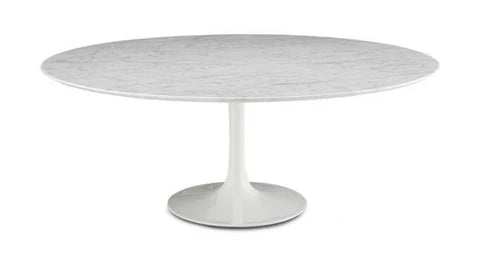 Eero Saarinen Tulip Table - 32 x 55 Inch Oval Dining Table in Verdi Alpi Matte Finish | Mid-Century Modern Design for Dining Room, Kitchen & Office Spaces