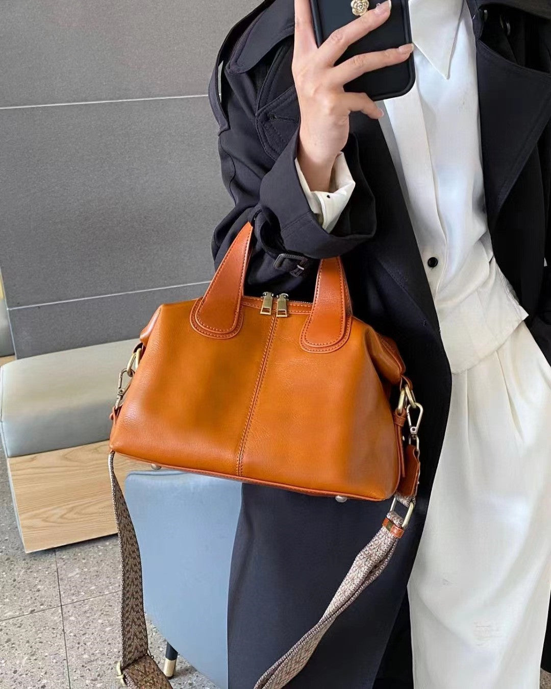 Stylish Genuine Leather Tote Bag for Women - Professional Work Bag with Multiple Pockets - Perfect for Office, Business Meetings & Daily Commute