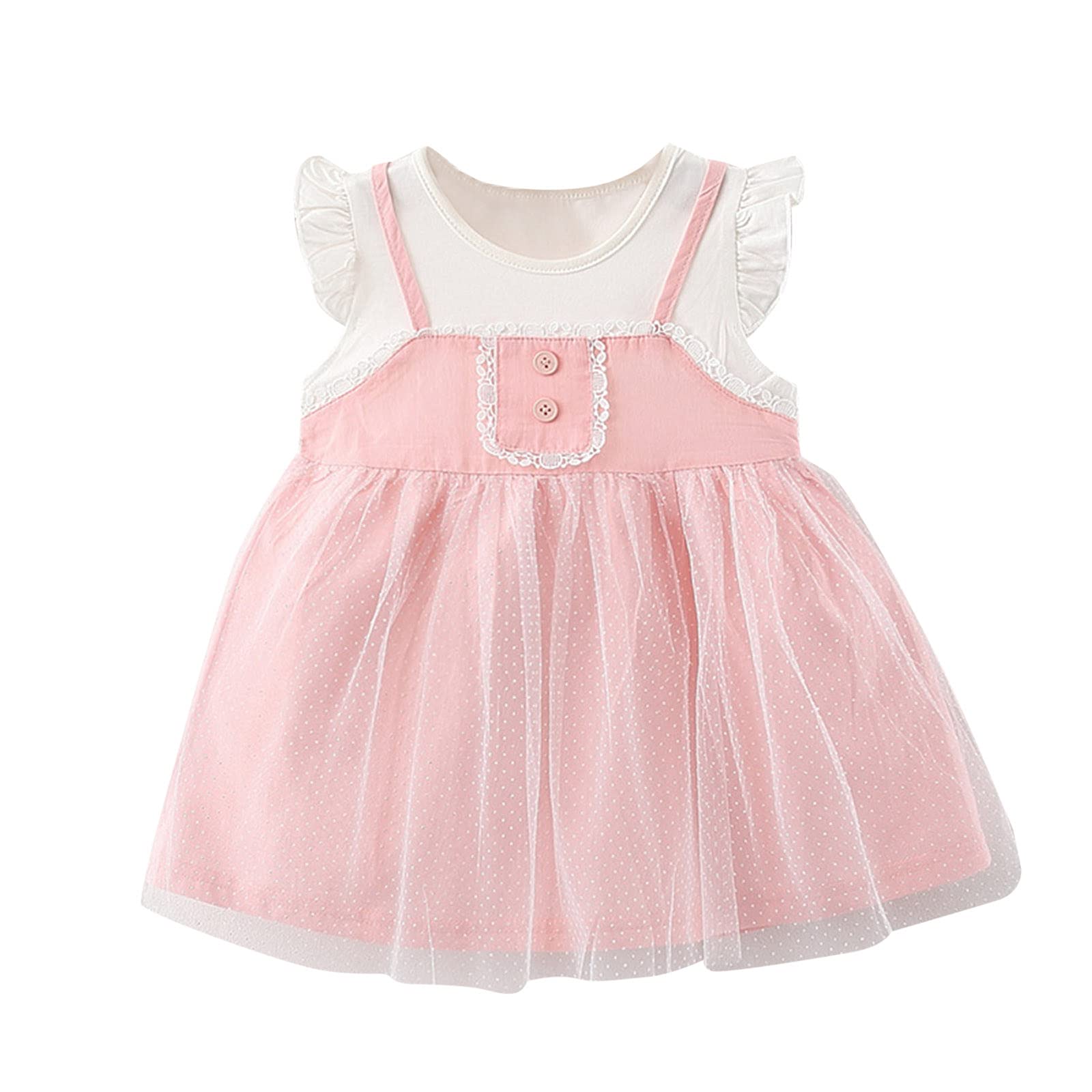 RSKK Summer Baby Girls Casual Dress - Toddler Patchwork Gauze Sequin Princess Dress for Outdoor Play, Birthday Parties & Photo Shoots