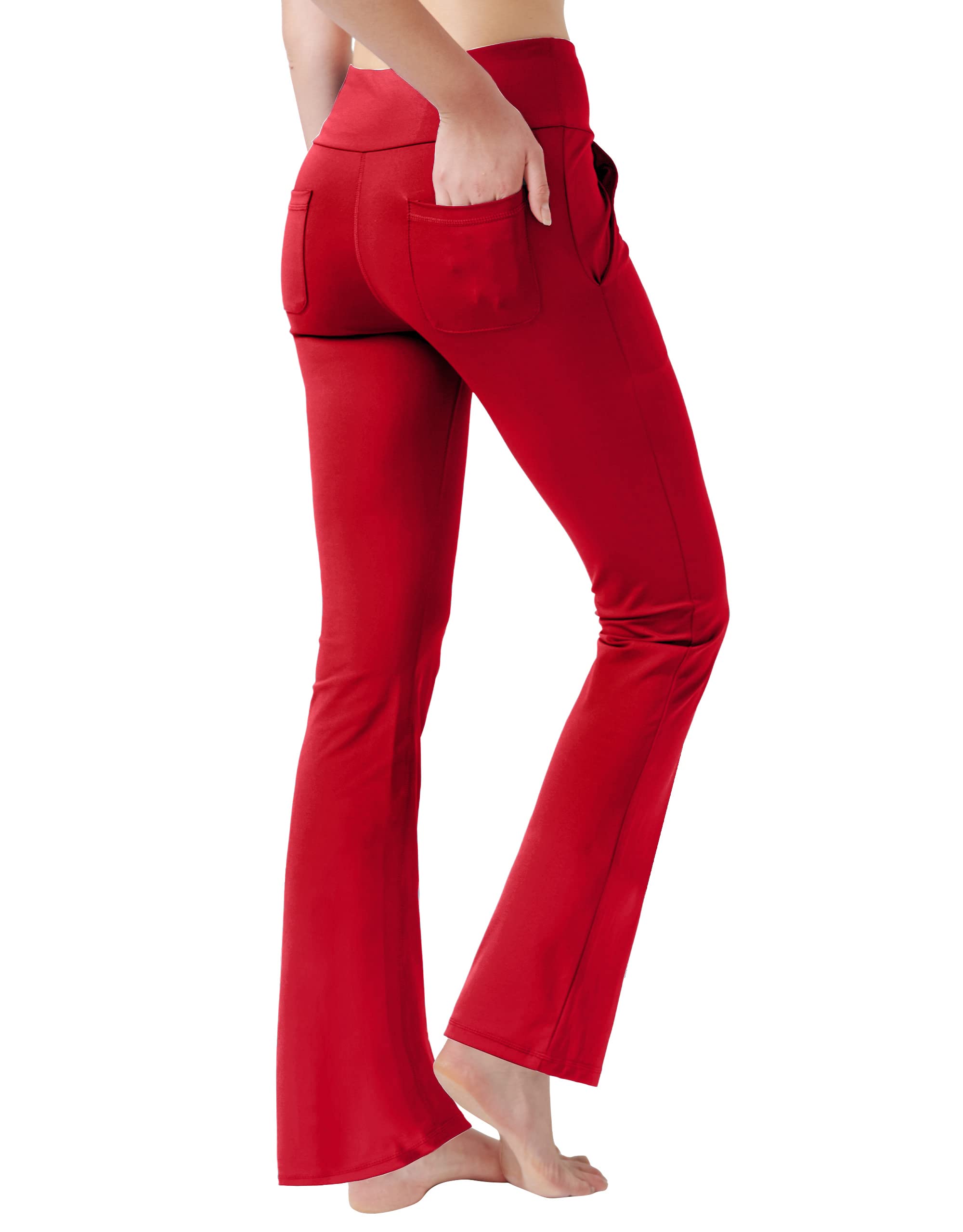 Nuveti Women's High Waisted Bootcut Yoga Pants with 4 Pockets - Tummy Control Workout & Work Pants for Yoga, Gym, Office & Casual Wear