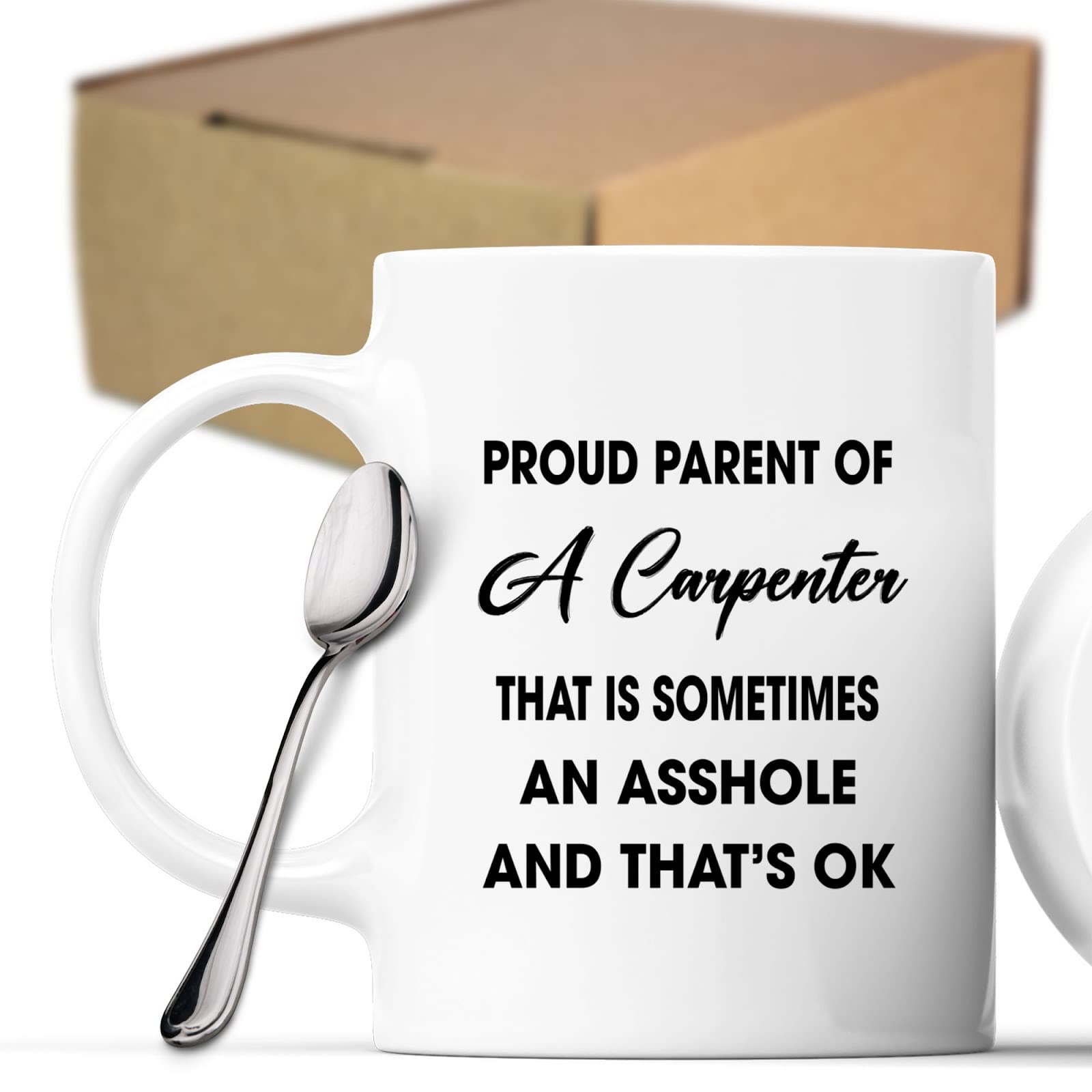 Personalized Coffee Mug for Carpenters - Unique Carpenter Gifts for Women & Mom - Durable Ceramic Cup with Handle - Perfect for Workshop, Office or Home Use