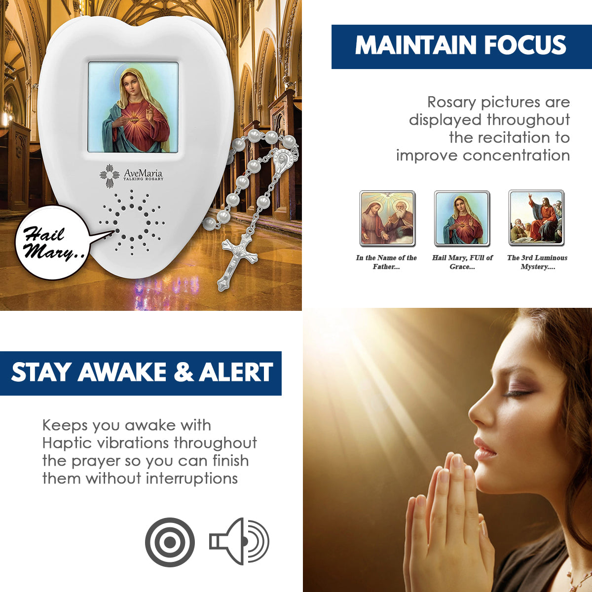 Electronic Talking Rosary with Human Voice & LCD Screen - Catholic Prayer Companion for Devotional Use at Home, Church, or Travel