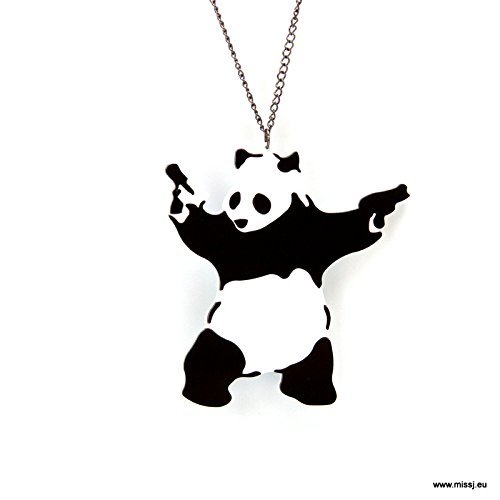 Banksy Panda with Guns Necklace - Punk Street Art Jewelry for Women & Men - Perfect for Gifts, Parties & Urban Fashion