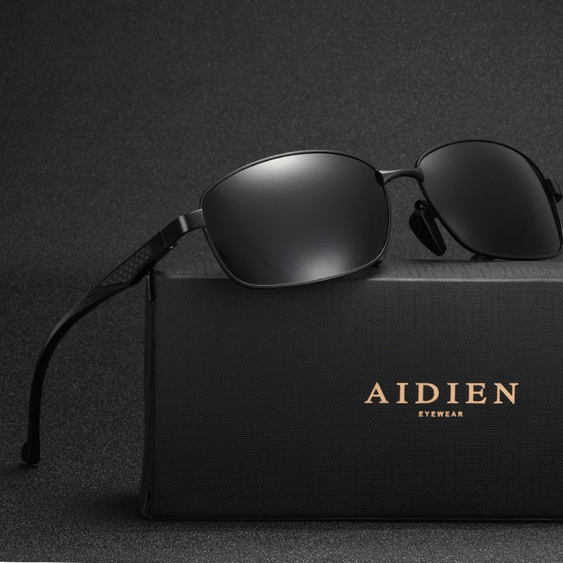 Aidien Men's Semi-Rimless Alloy Aluminum Magnesium Frame Sunglasses 7755 - Lightweight & Durable for Outdoor Sports, Driving & Fashion