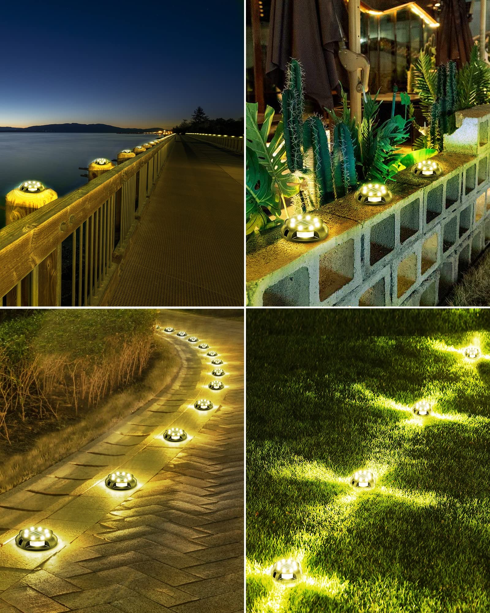 12 Pack Solar Ground Lights - Waterproof Outdoor Uplight & Sidelight for Yard, Driveway, Garden, Poolside (Warm White) | Perfect for Landscape Lighting, Pathway Illumination, and Backyard Decor