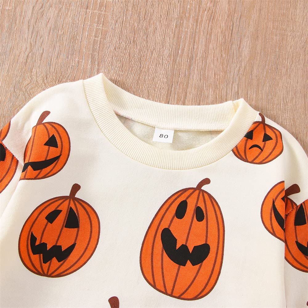 Adorable Halloween Pumpkin Sweatshirt & Bubble Romper Outfit for Toddler Boys & Girls - Cozy Fall Costume for Trick-or-Treating & Photo Shoots