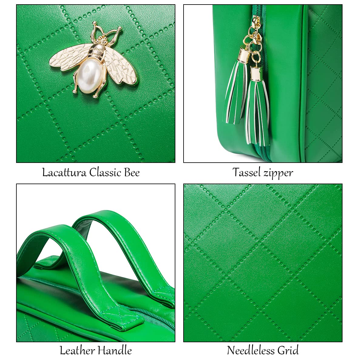 LACATTURA Leather Hanging Toiletry Bag for Women - Large 4-Layer Waterproof Travel Makeup Organizer - Portable Cosmetic Bag for Shampoo, Skincare & Personal Care - Perfect for Bathroom, Camping & Business Trips - Green