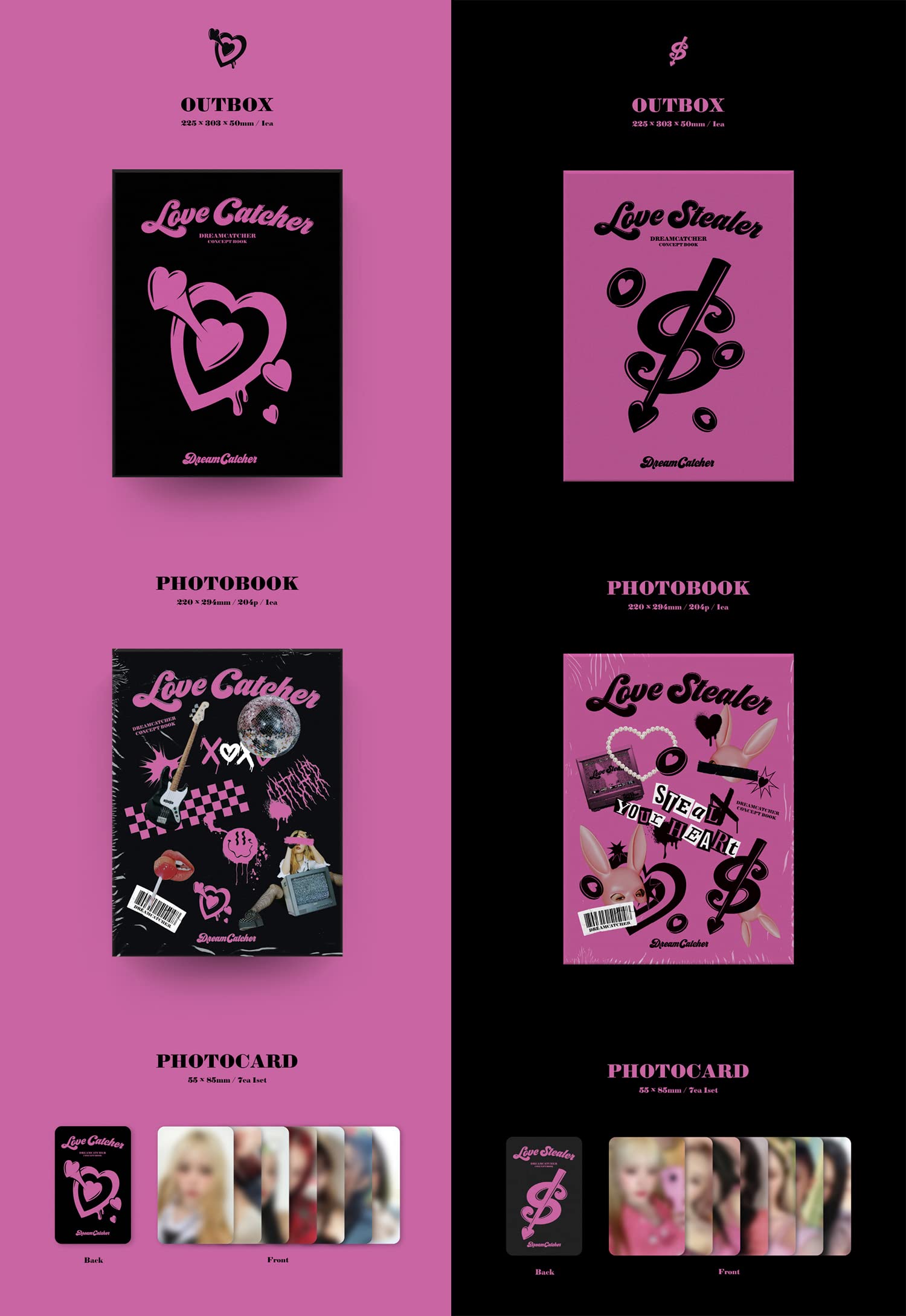 Dreamus Concept Book Set - Photobook, Poster, Cards, Film & Stickers (Love Catcher + Love Stealer) | Kpop Album Collection, Fan Gift, Unboxing Experience | Perfect for Kpop Fans, Collectors & Unboxing Videos