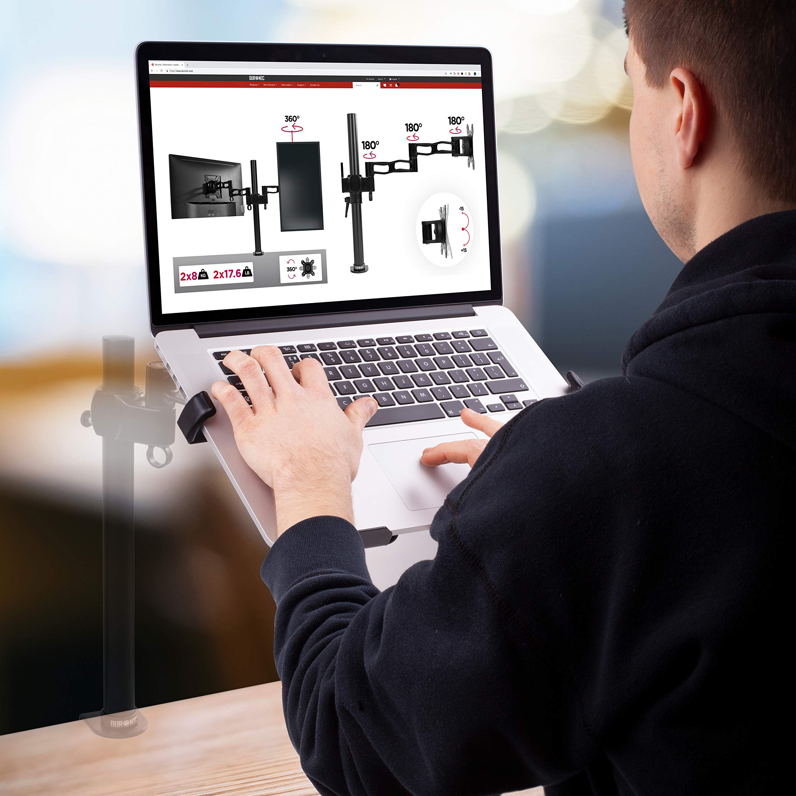 Duronic Laptop Attachment Stand DML7 | VESA 75/100 Mountable Laptop & Tablet Holder | Ergonomic Desk Mount for MacBook, Notebook (Up to 5kg) | Compatible with DM Series (DM15-DM65, DMUSB, DMDC, DMG) | Perfect for Home Office, Gaming & Workspace Setup