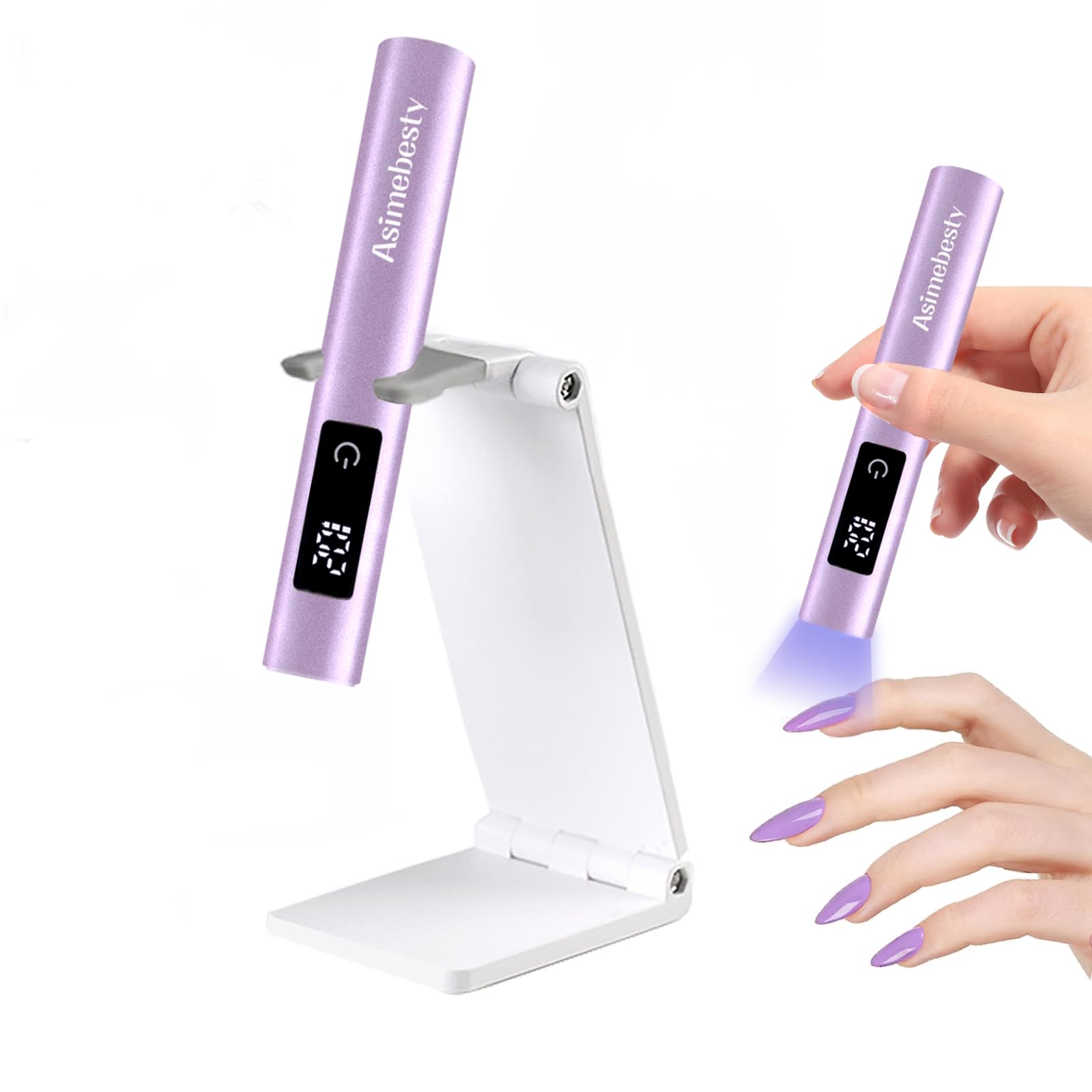 Portable UV LED Nail Lamp for Gel Polish - Rechargeable Cordless Handheld Nail Dryer with 3 Timer Settings & Stand - Fast Curing Mini UV Light for Professional & Home Manicures - Perfect for Travel, Salons & DIY Nail Art