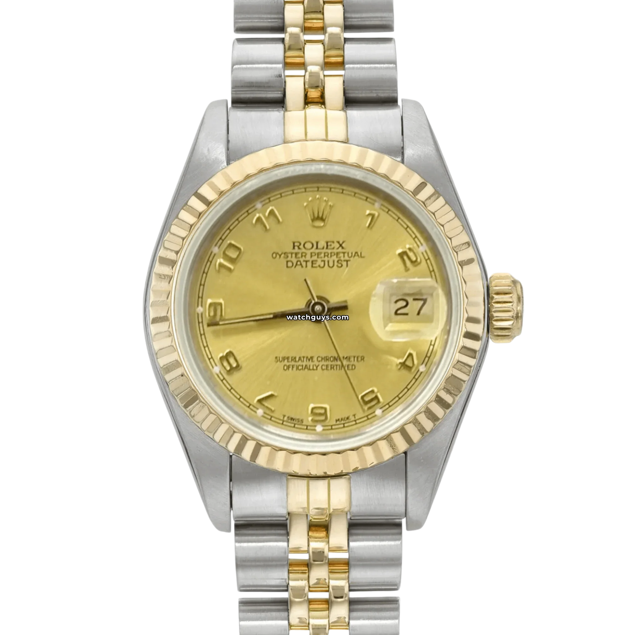 Rolex Datejust 69173 Ladies Watch - 26mm Champagne Dial with Arabic Numerals - Luxury Gold & Stainless Steel Bracelet - Perfect for Business, Parties & Special Occasions