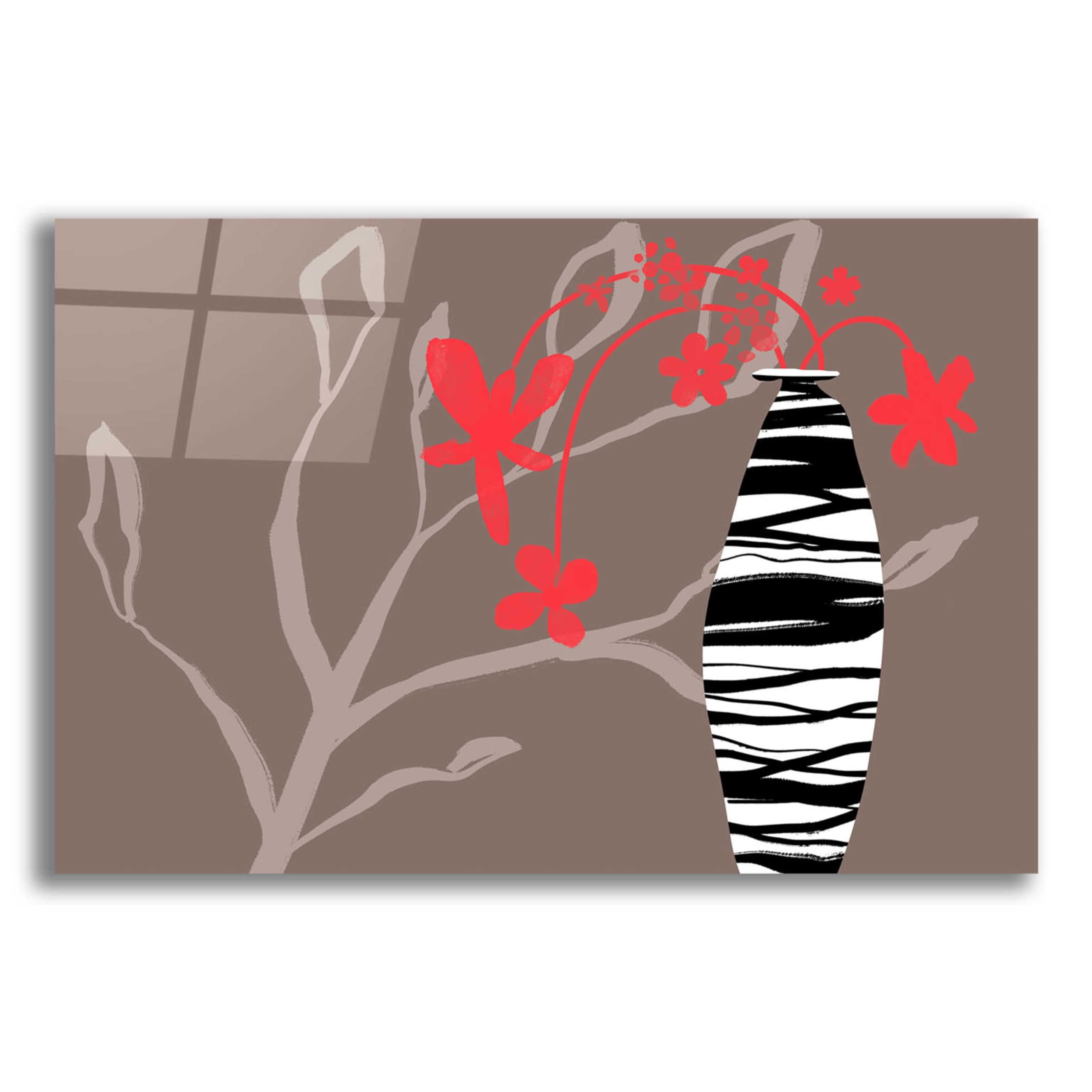 Delores Naskrent 'Red Flowers In A Vase' Acrylic Glass Wall Art - 24x16 Inches Modern Home Decor for Living Room, Bedroom & Office - Vibrant Floral Painting on High-Quality Acrylic