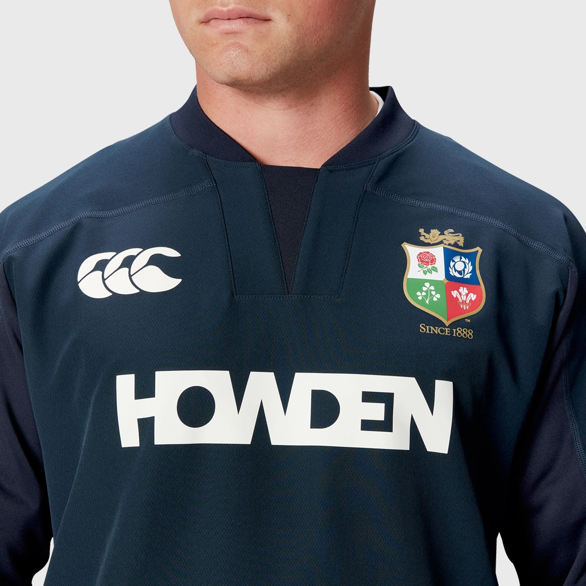 Canterbury British & Irish Lions Men's Rugby Training Drill Top - Navy Blue Sports Jersey for Gym & Field Practice