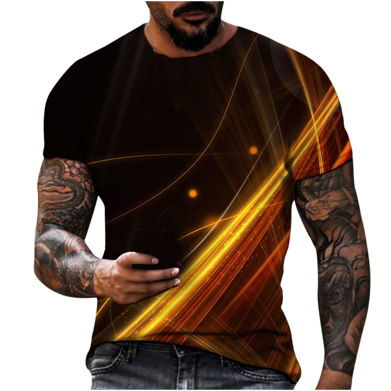 3D Printed Men's T-Shirts - Summer Short Sleeve Crewneck Tees for Casual Wear & Athletic Activities | Comfortable Daily Tops for Gym, Running, and Outdoor Adventures