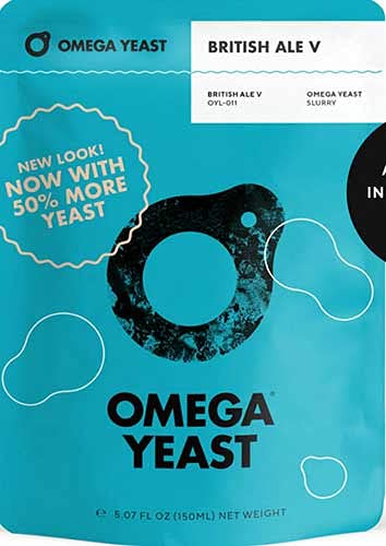 Premium Omega Yeast British Ale V - Liquid Beer Yeast with Cold Pack & Heat Shield for Home Brewing & Craft Beer Making - Perfect for Ales, IPAs & Stouts