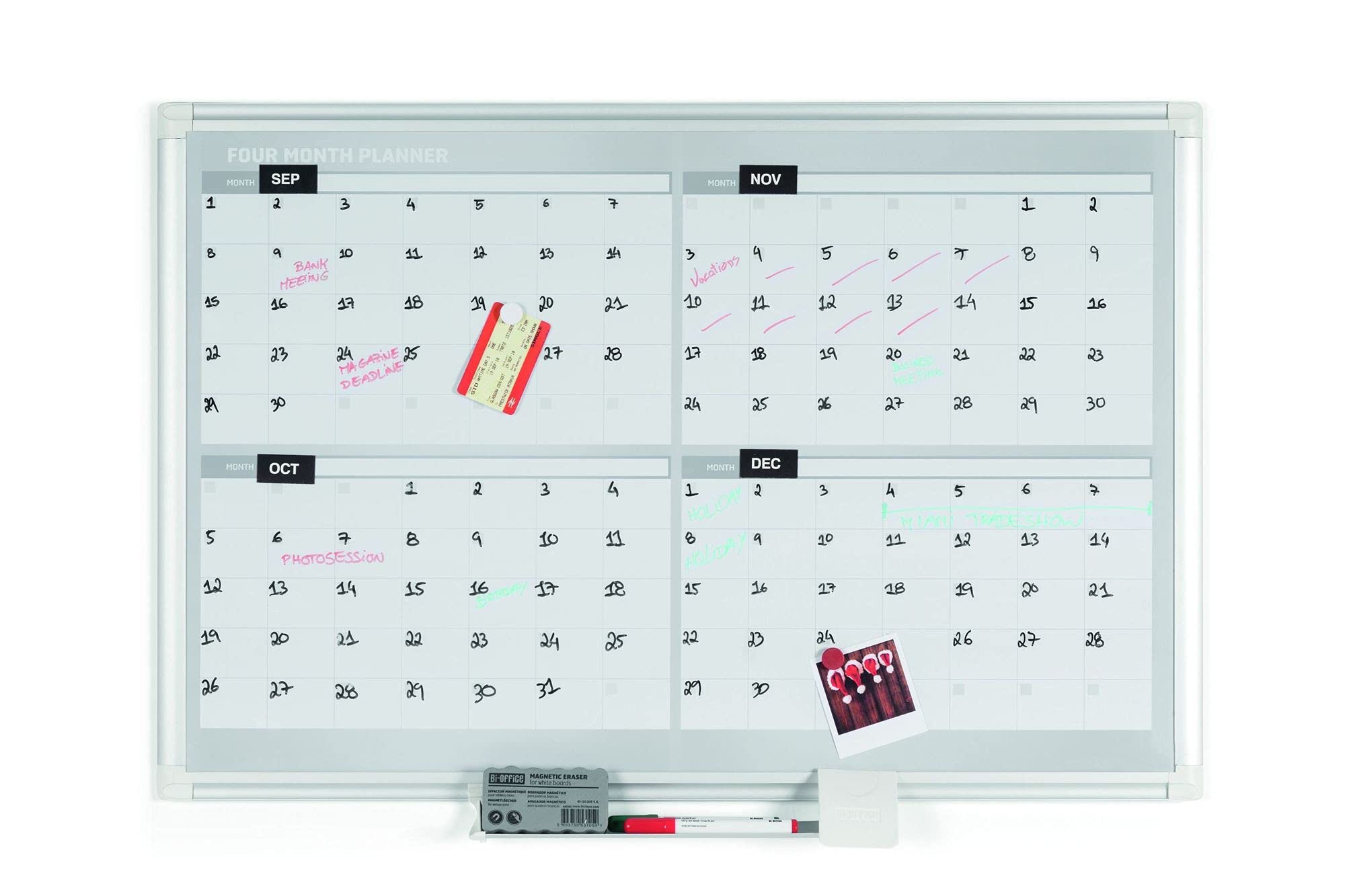 MasterVision Magnetic Dry Erase 4-Month Whiteboard Planner - 36