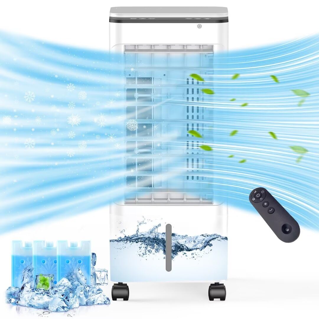 BIESQYA Portable Air Conditioner - Ductless Windowless AC Unit with Evaporative Cooling, 3 Ice Boxes, Remote Control & Removable Water Tank - Perfect for Bedroom, Office, Kitchen, Indoor & Outdoor Use