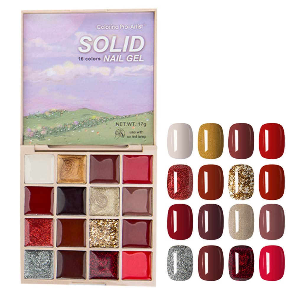 16 Colors Gel Nail Polish Set - UV/LED Light Cured Nail Art Kit with Glossy Finish | Professional Salon Quality Nail Gel Palette for Manicure, Pedicure & DIY Nail Art | Perfect for Home Use, Parties & Special Occasions