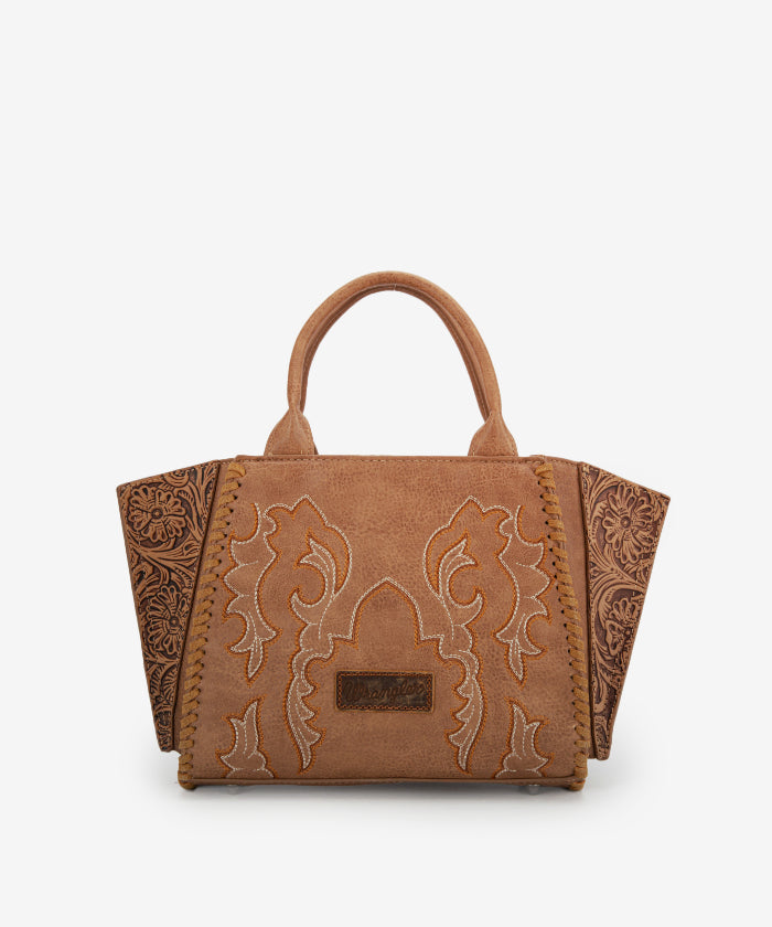 Wrangler Embroidered Boot Scroll Tote Bag for Women - Western Style Cowgirl Purse for Everyday Use, Shopping & Travel
