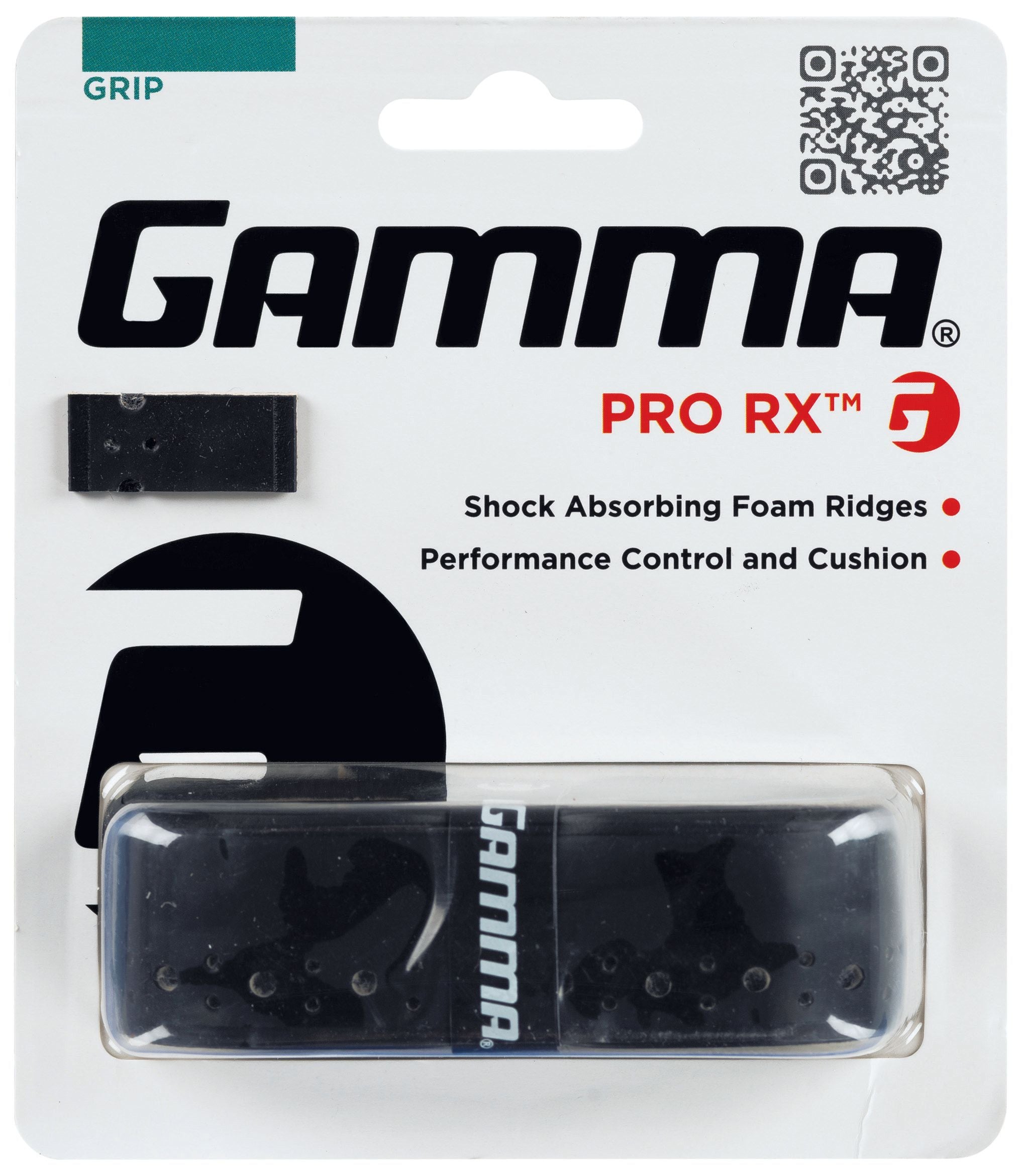 Gamma Pro RX Replacement Tennis Racket Grip - Premium Black Cushion Grip for Enhanced Comfort & Control | Perfect for Tennis, Badminton & Squash Players