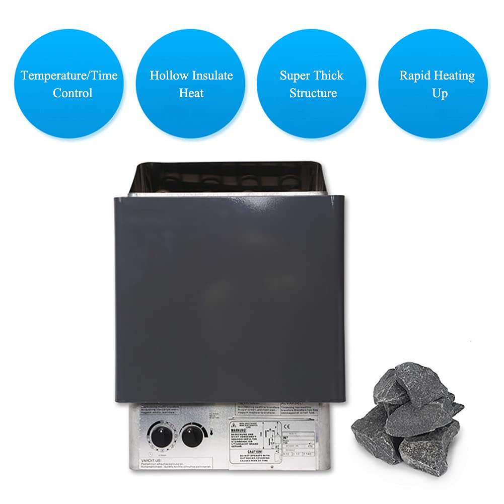 Anjur 220V 6KW Electric Sauna Heater with Internal Controller - Dry Sauna Stove for Home & Spa - Covers Up to 9m³ Space - Perfect for Relaxation, Detox & Muscle Recovery