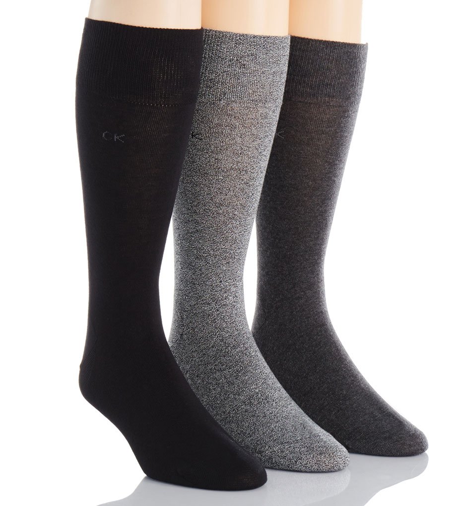 Calvin Klein Men's Dress Crew Socks 3-Pack - Soft Athletic Performance Socks for Men, Casual Long Sport Socks - Perfect for Work, Gym & Everyday Wear