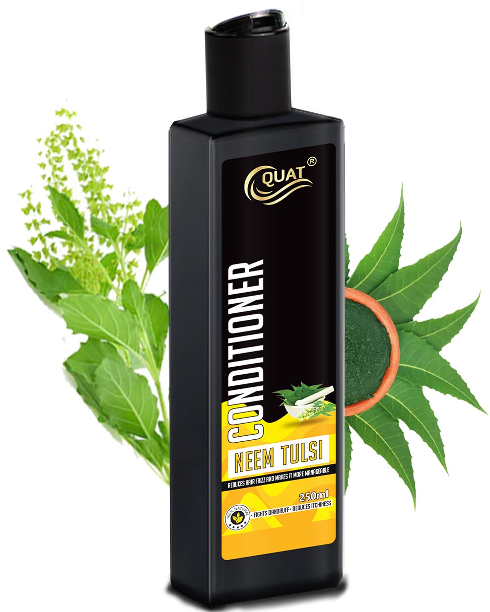 QUAT Neem Tulsi Hair Conditioner – Nourishing & Repairing for Long, Lifeless Hair – Adds Shine & Strength – 250ml – Ideal for Damaged Hair & Split Ends – Perfect for Daily Use & Salon-Like Results