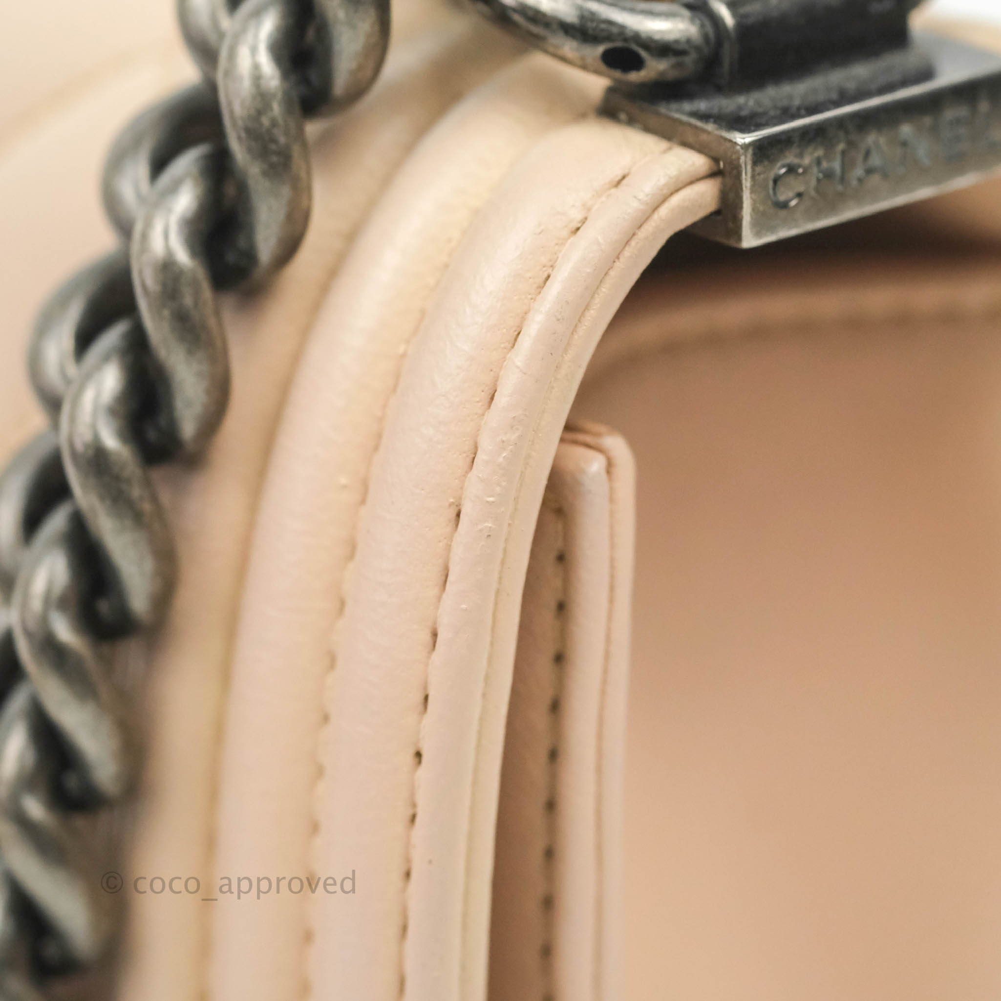 Chanel Boy Small Light Beige Pink Calfskin Bag with Ruthenium Hardware - Luxury Crossbody Purse for Women, Perfect for Date Night & Evening Events