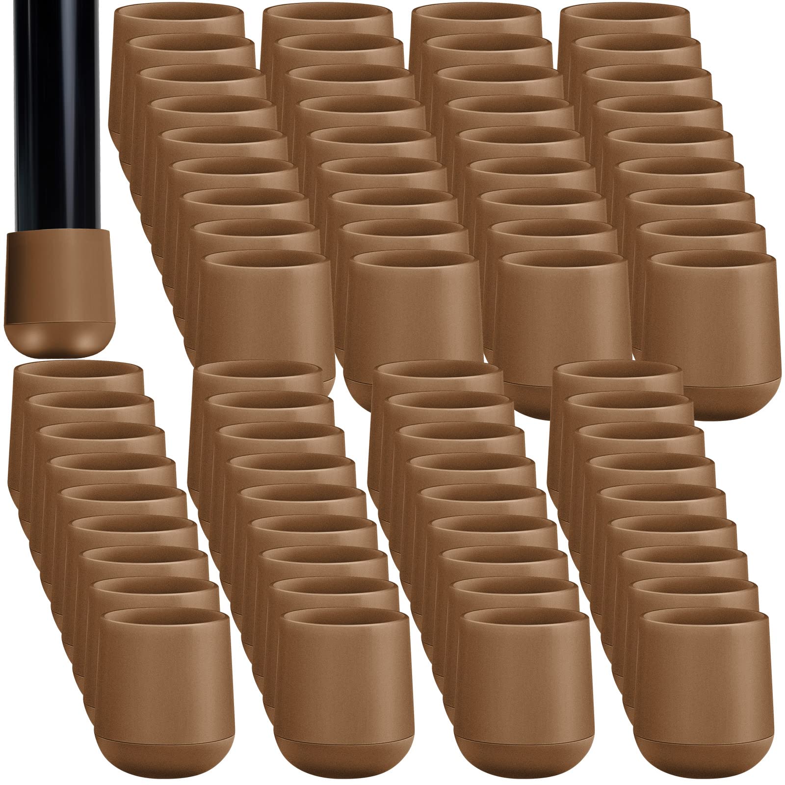 Jetec 72-Piece 7/8 Inch Heavy Duty Plastic Folding Chair Leg Caps - Non-Marring Furniture Glides for Hardwood Floor Protection - Ideal for Dining Chairs, Office Chairs, and Event Seating