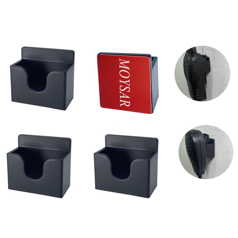 4 Pack Walkie Talkie Belt Clip Holder with Adhesive Backing - Compatible with Baofeng UV-5R, Quansheng UV-K5, Motorola, Kenwood, BJT10 - Secure Radio & Microphone Mount for Outdoor Adventures, Construction Sites & Emergency Communication