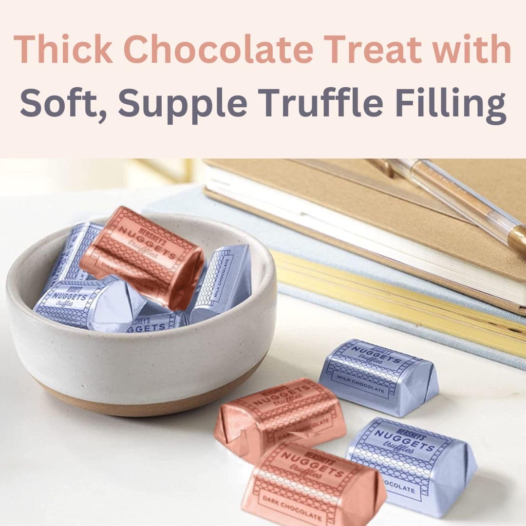 Hershey's Milk & Dark Chocolate Truffles Nuggets - Individually Wrapped Bulk Candy Bars (2 Pound Pack) - Perfect for Halloween, Christmas Gifts & Party Favors