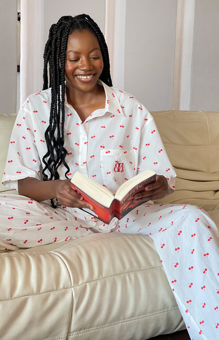 Alexea Women's Cherry Print Pajama Pants - Soft Cotton Sleepwear for Lounge & Relaxation at Home